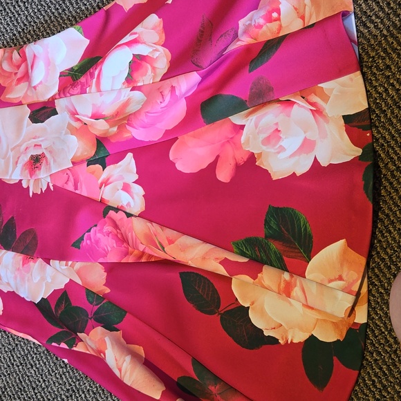 Vintage y2k Calvin klein floral circle skirt dress body con magenta pink midi - Picture 2 of 5